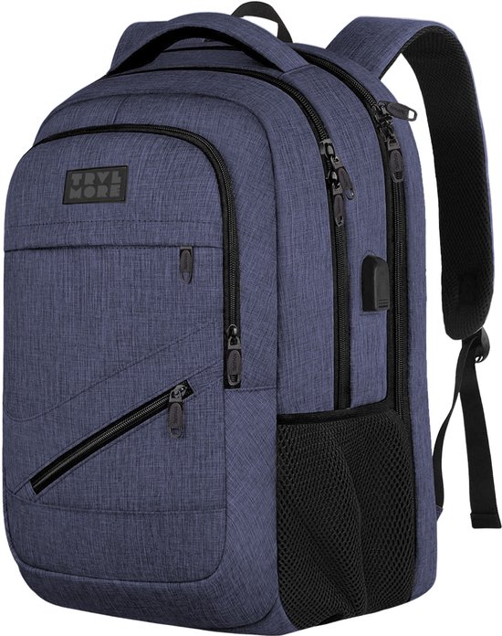 TRVLMORE Rugtas - 36L - 17 Inch - Laptop Rugzak met USB - Schooltas - Heren en Dames - Tas - Levenslange Garantie - Blauw