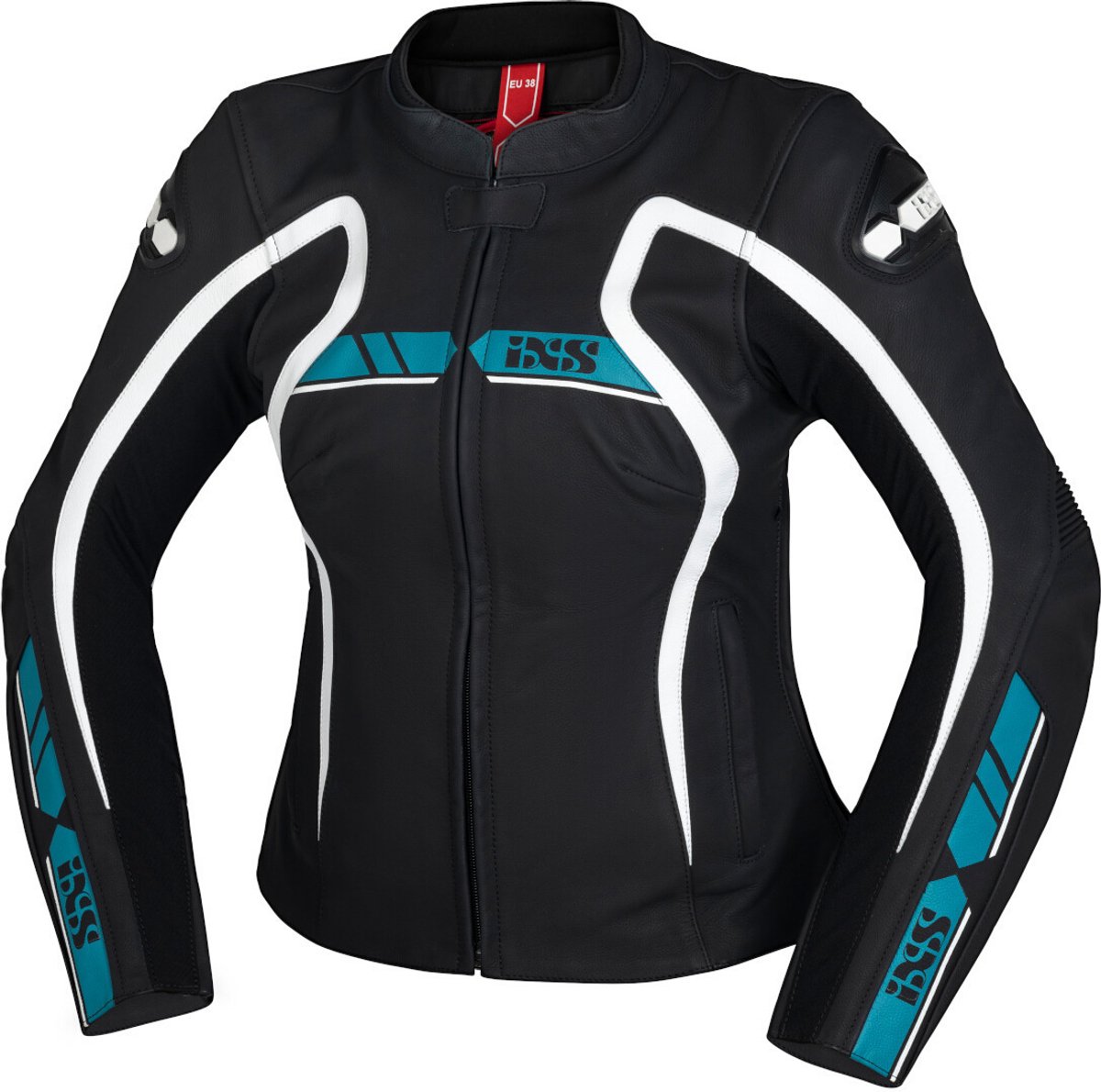 IXS RS-600 1.0 Dames Zwart Cyaan Leren Motorjas - Jas