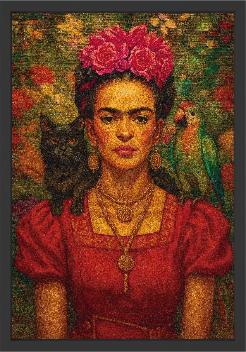 Frida Kahlo Poster Ingelijst – A3 (30 x 42cm) Formaat – Zwarte Lijst Inbegrepen