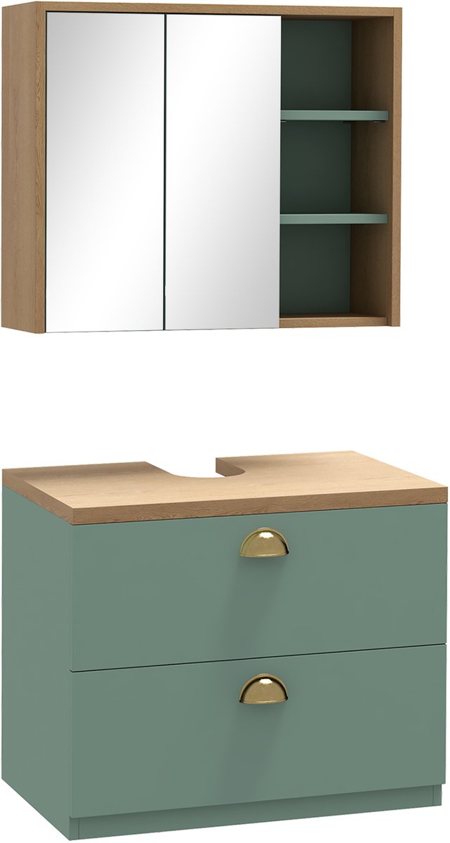 Kleankin-Badkamermeubelset - Hout - 60x40x50,5cm - Groen