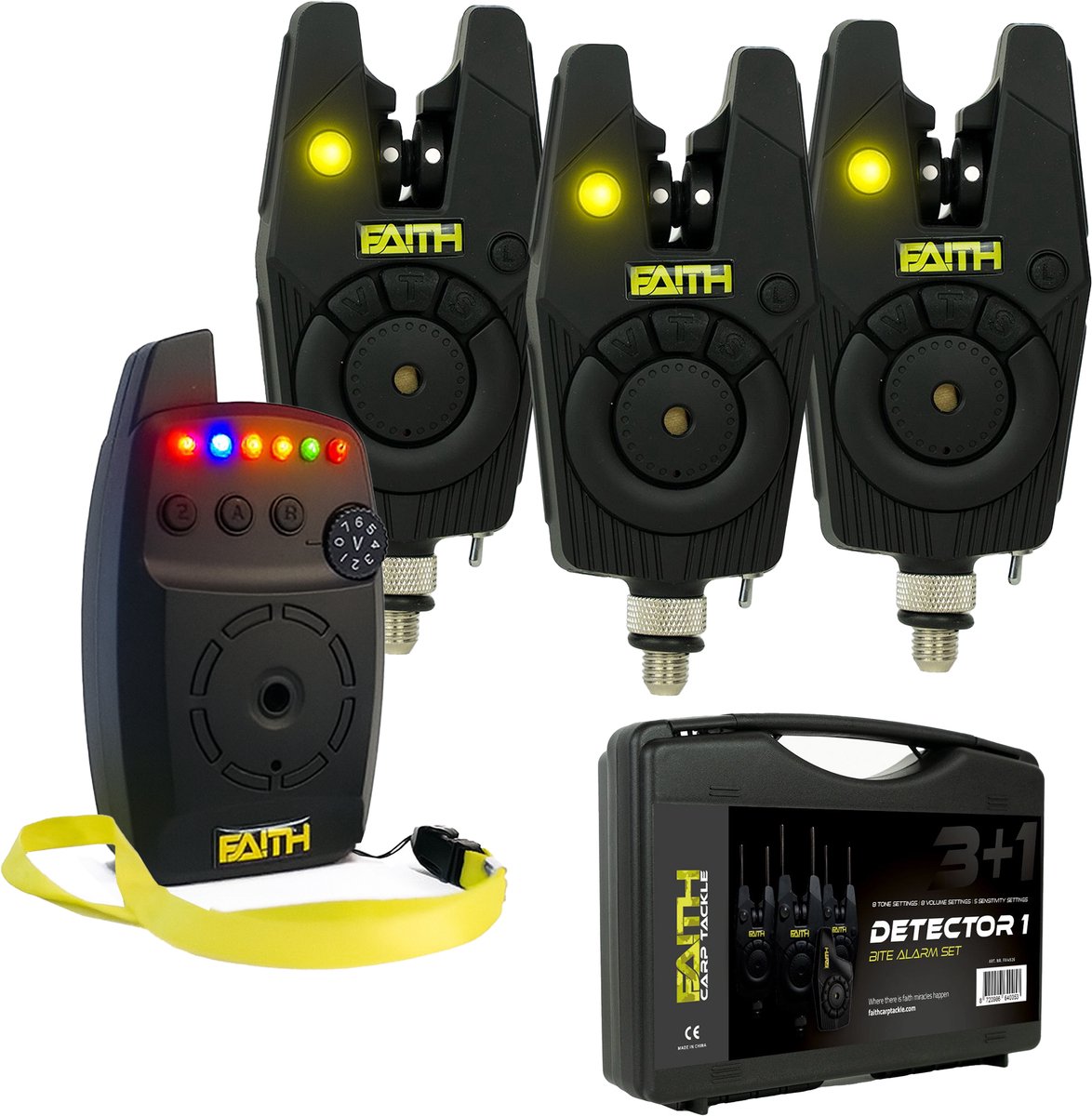 Faith Detector - Beetmelders Set 3+1 - Beetverklikkers - met Opberg Koffer - Karpervissen