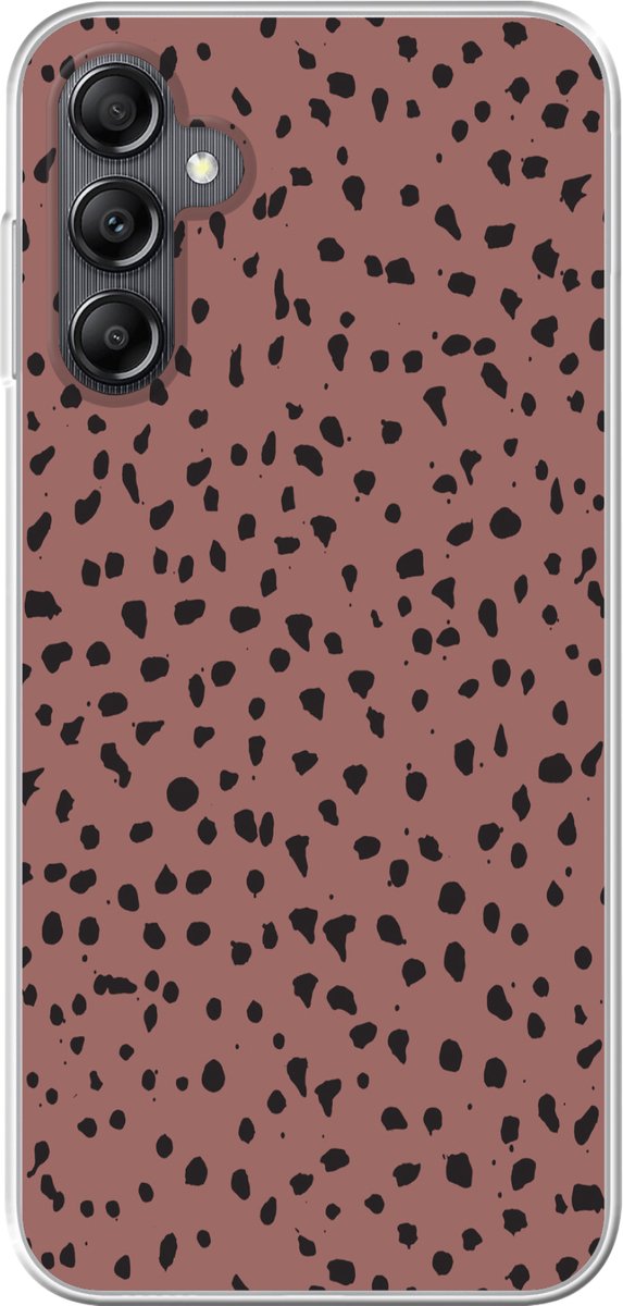 Telefoonhoesje Geschikt voor Samsung Galaxy A14 5G hoesje - Stippen - Patronen - Zwart - Siliconen Telefoonhoesje Telefoonhoesje