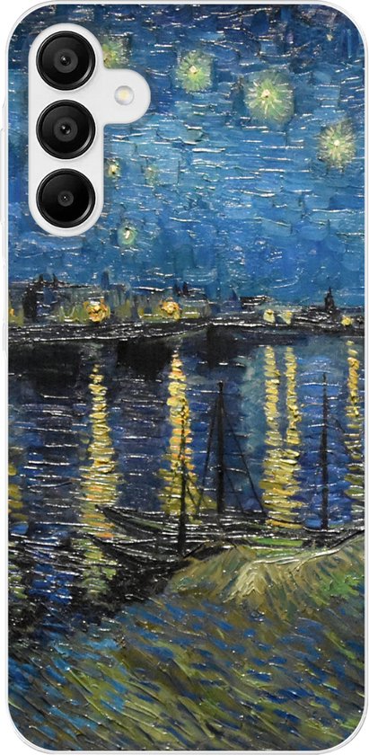 Telefoonhoesje Geschikt voor Samsung Galaxy A15 5G hoesje - Sterrennacht boven de Rhône - Van Gogh - Kunst - Siliconen Telefoonhoesje Telefoonhoesje