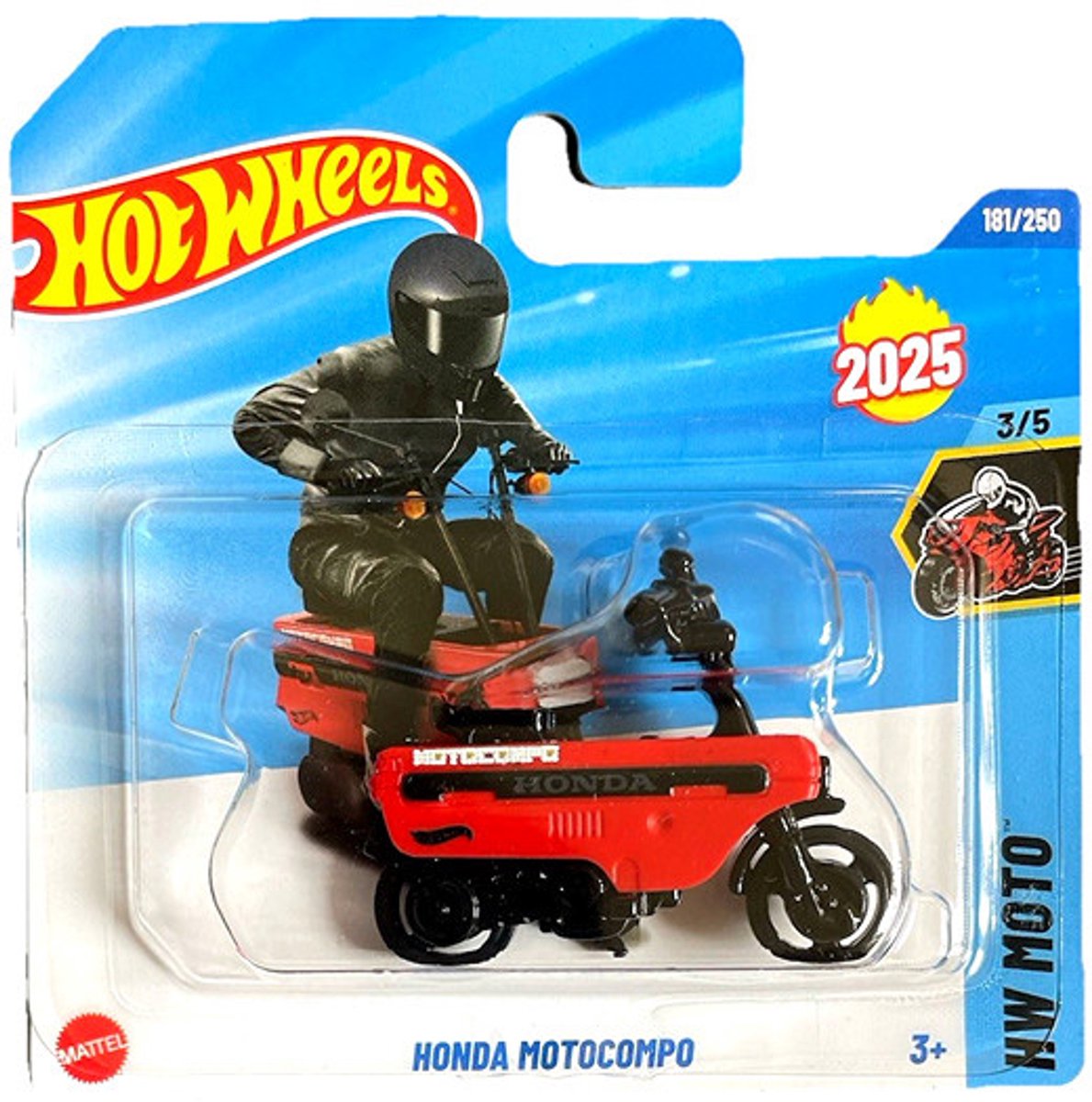 HOT WHEELS HONDA MOTOCOMPO BLACK RED 181/250 HW MOTO 3/5 METAL