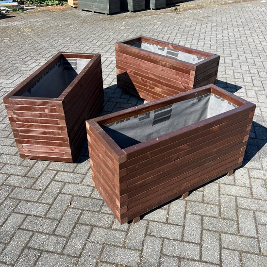 AMISHOUT - Jardinière haute en bois 100x40x54 cm – marron – jardinière d'extérieur