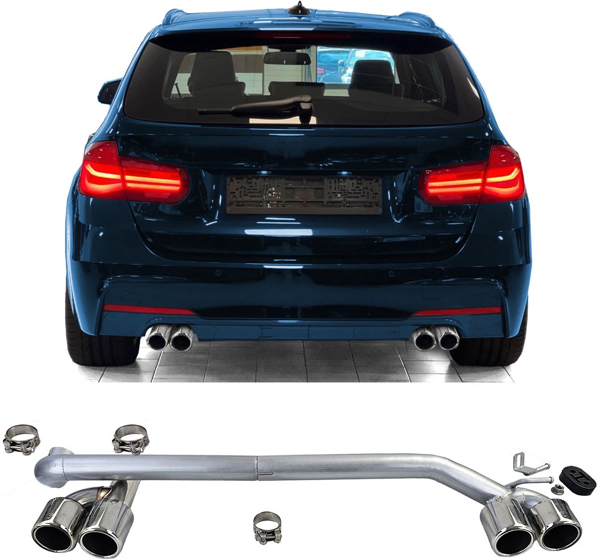 4 X Uitlaat Sierstuk Rond Chrome Uitlaat Tip Geschikt voor BMW 3 Serie F30 F31 320 325 328 330 M3 Perfomance Look