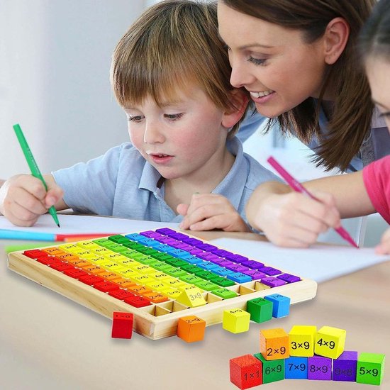 Multiplication Board - Wooden Math Board - Colourful Maths Toy - Calculation Board voor 1 x 1 Digits - Leermiddel voor Basisschoolleerlingen - Houten Vermenigvuldigingsspel — afbeelding 3
