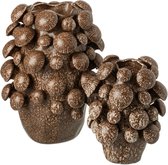 J-Line vaas Fungi - keramiek - bruin - large