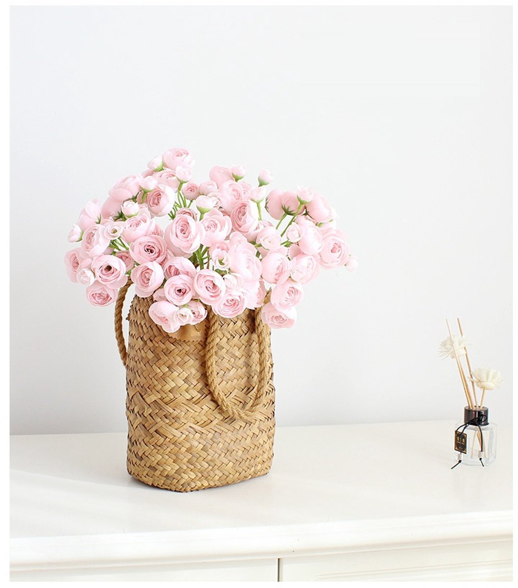 Zijden Boeket Kleine Camelia – 40cm hoog – 18 stelen - doe-het-zelf boeket – DIY – alle kunstbloemen los geleverd – Lente – multi color – Kunstbloemen - nep bloemen - nepbloemen - kunstplanten Roze