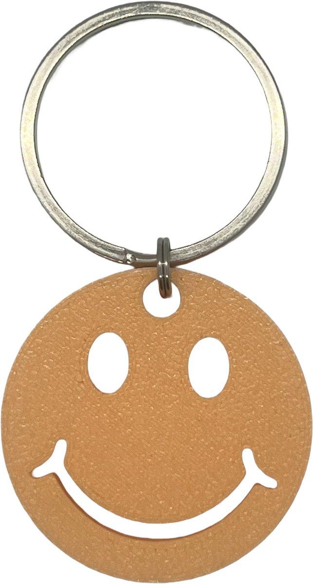 Smiley sleutelhanger Licht Oranje 4 cm