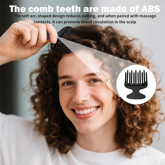 Finger Styler Afro Comb - Coarse Natural Curls - Afro Hair Comb - Lure Comb - Afro Pick - Finger Styler Comb voor Curls - Hair Salon - Thuis - Zwart van Lure — afbeelding 2