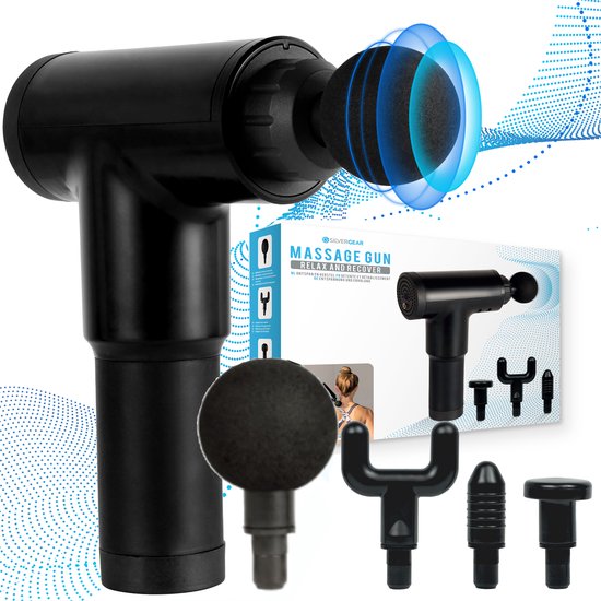 Massage Gun Professioneel 4 Opzetstukken - Helpt je Spieren Ontspannen - Draadloos & Stil - 22 x 17 x 6,9 cm - Sporten - Ontspanning - Massage Pistool - Massage Apparaat - Zwart - Silvergear