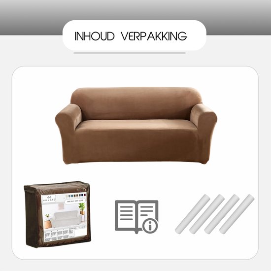 Hilvard - Bankhoes 3 zitsbanken - (185 - 230 cm) - Zand - Velvet - Stretch - Bankbeschermer - Meubelhoes - Tegen beschadigingen en vlekken - Zetelhoes - Zetelovertrek