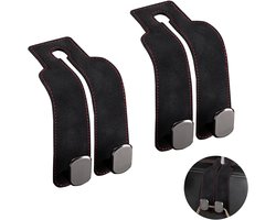 2 stuks - 17*4.5*8.5 cm - autohoofdsteunhaken - multifunctionele leren autostoel organizer - haak voor de rugleuning van de auto - auto-interieuraccessoires - voor tassen, portemonnees, paraplu's - zwart