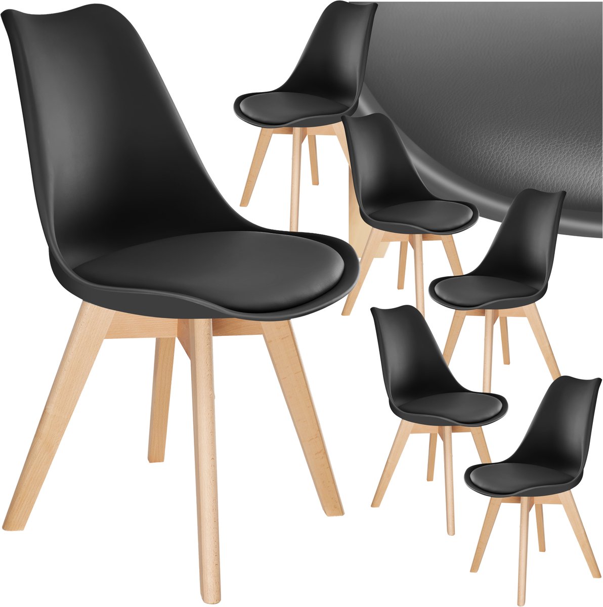 Tectake - Eetkamerstoelen Frederikke - Set Van 2 - Zwart