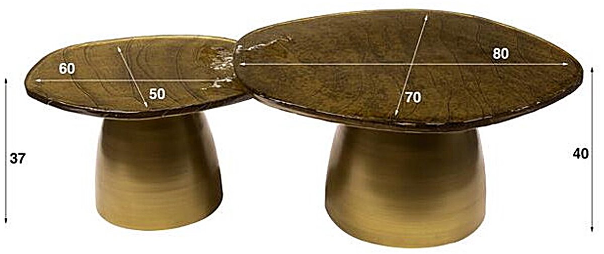 Meubelplaats Salontafel Eclips set van 2 Glas - Goud antiek finish