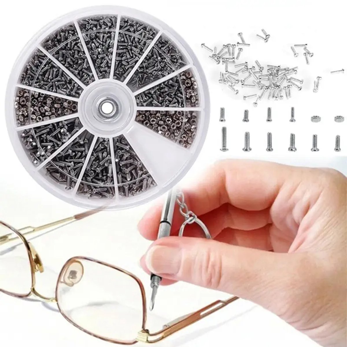 12 soorten Hot Koop Reparatie Deel Gereedschap Kleine Schroeven Moeren Assortiment Kit Voor Horloge Bril Diverse Set Reparatie Onderdelen