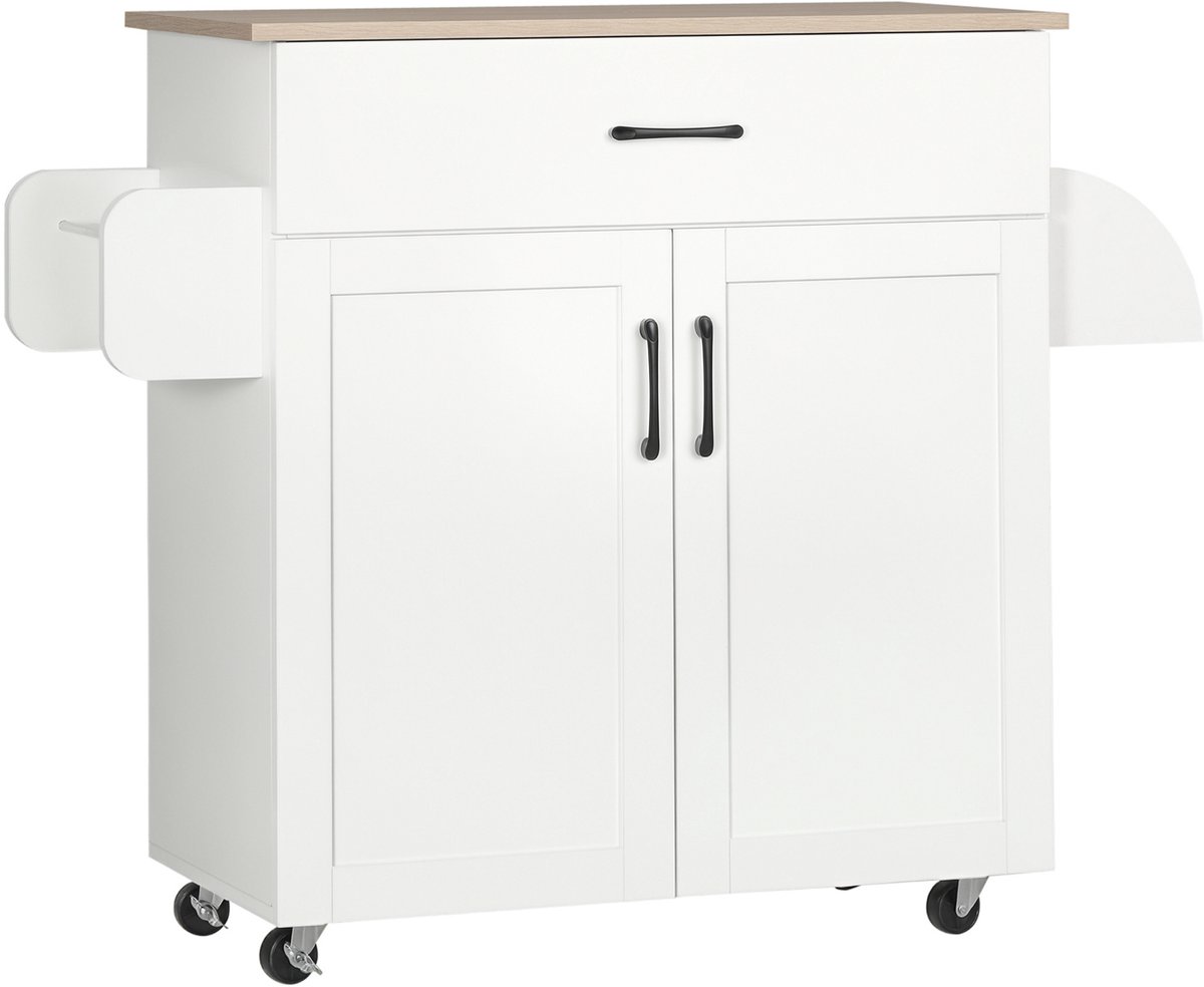 HOMCOM-Keukenwagen-Spaanplaat-105x36x85cm-Wit