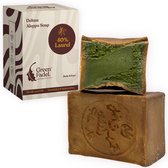 GREEN FADEL Aleppo Zeep Original 1 x 200g (Deluxe) Aleppo Zeep 40% Laurierolie, 60% Olijfolie, Olijfoliezeep, Kernzeep, Natuurlijke Zeep, Aleppo Soap, Handgemaakt, Vegan, voor Gezicht & Lichaam