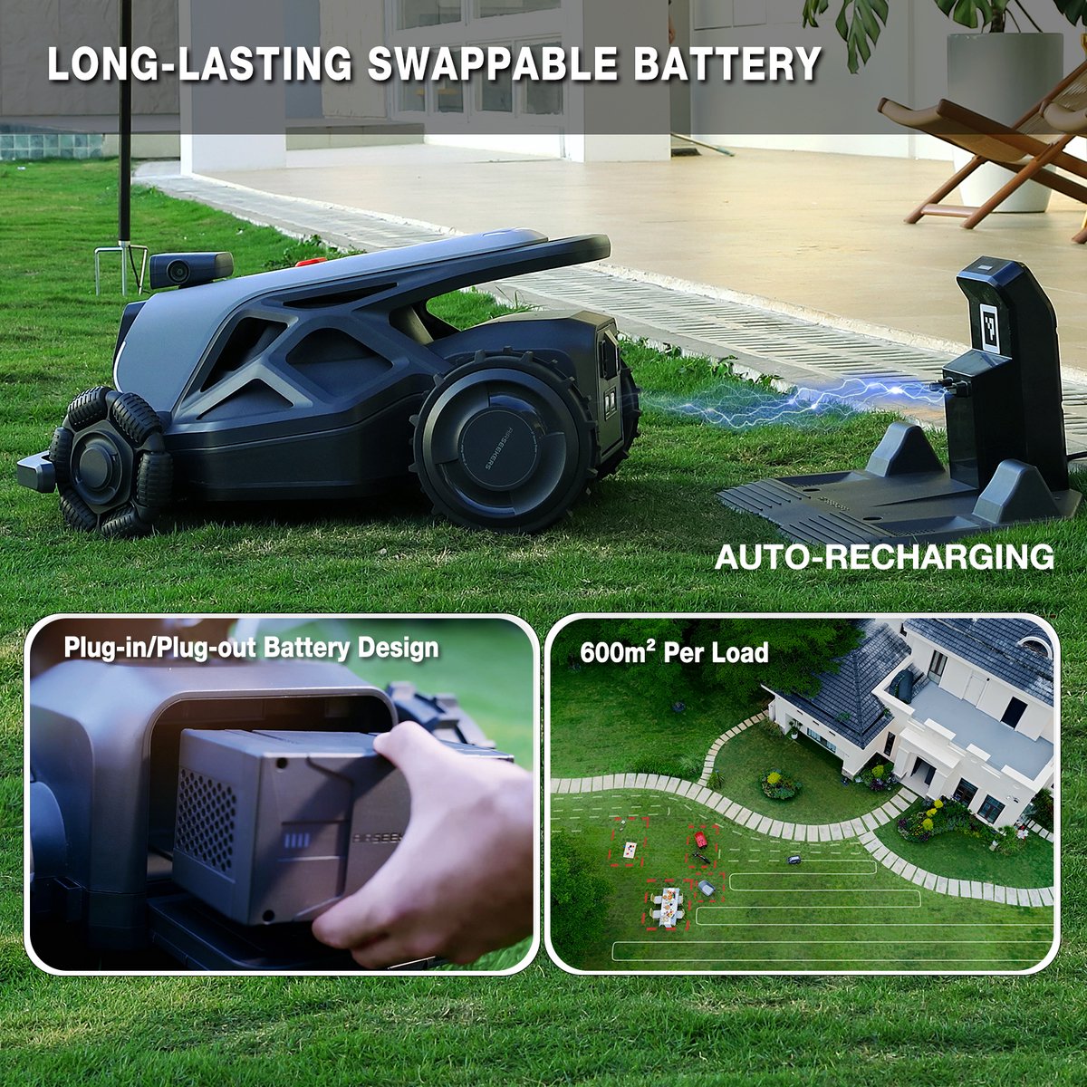 Afbeelding 2 van AIRSEEKERS Elektrische Robotmaaiers - 360° AirVision veiligheidsnavigatie - Drie instelbare maaihoogtes -Voor azons tot ca. 2400 m²