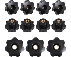 HSeaMall 10pcs Black Plastic Star Head M6 Female Thread Tensioners Button Shape Knob Handle Hand Knob Handle for Machine Tool (M8-Hole Hole, 10 Pieces), SNT-005