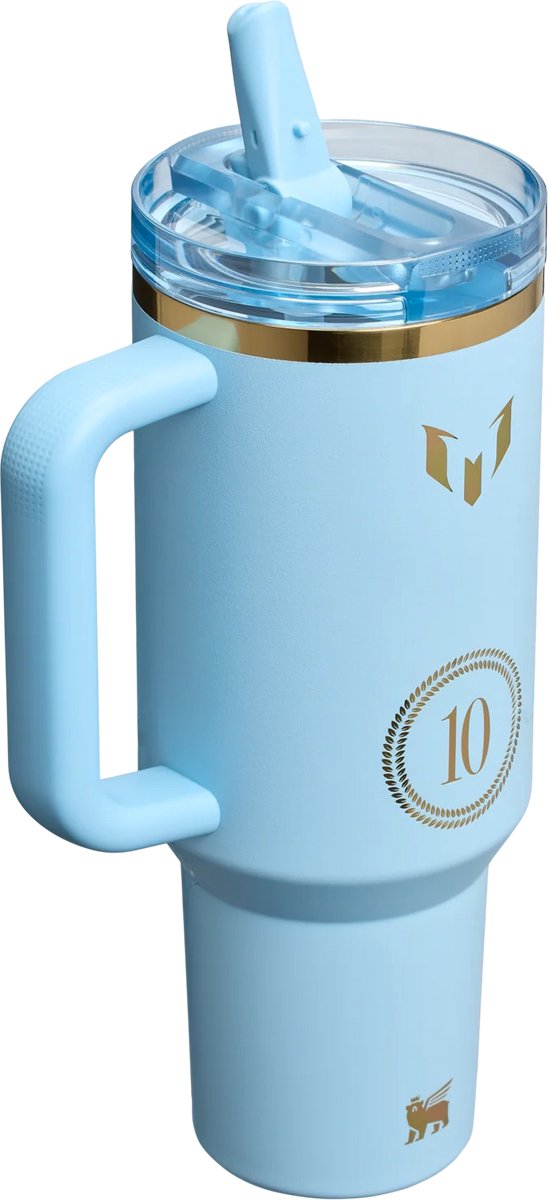 Stanley Quencher ProTour Flip Straw Tumbler - Messi Blue Striker - Lichtblauw - Goud - 1.2L - RVS - Stanley Cup met Rietje en Handvat - Thermosbeker - Thermosfles - Beker - Drinkbeker - Drinkfles - Fles - Koffiebeker To Go - Mug - Waterfles – foto 2