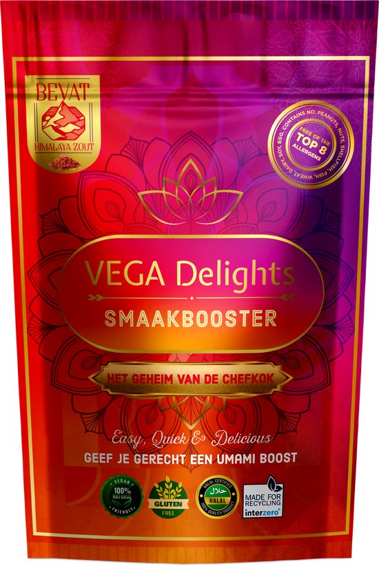 Vega Delights combiset Basis Bouillon 250g- smaakbooster 200g-Vegan-Halal-Top 8 Allergenenvrij-Himalayazout-Hoog in eiwit