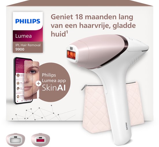 Philips Lumea IPL 9900 Series - IPL Ontharingsapparaat - AI haarvermindering analyse - 2 opzetstukken - Draadloos - BRI950/02