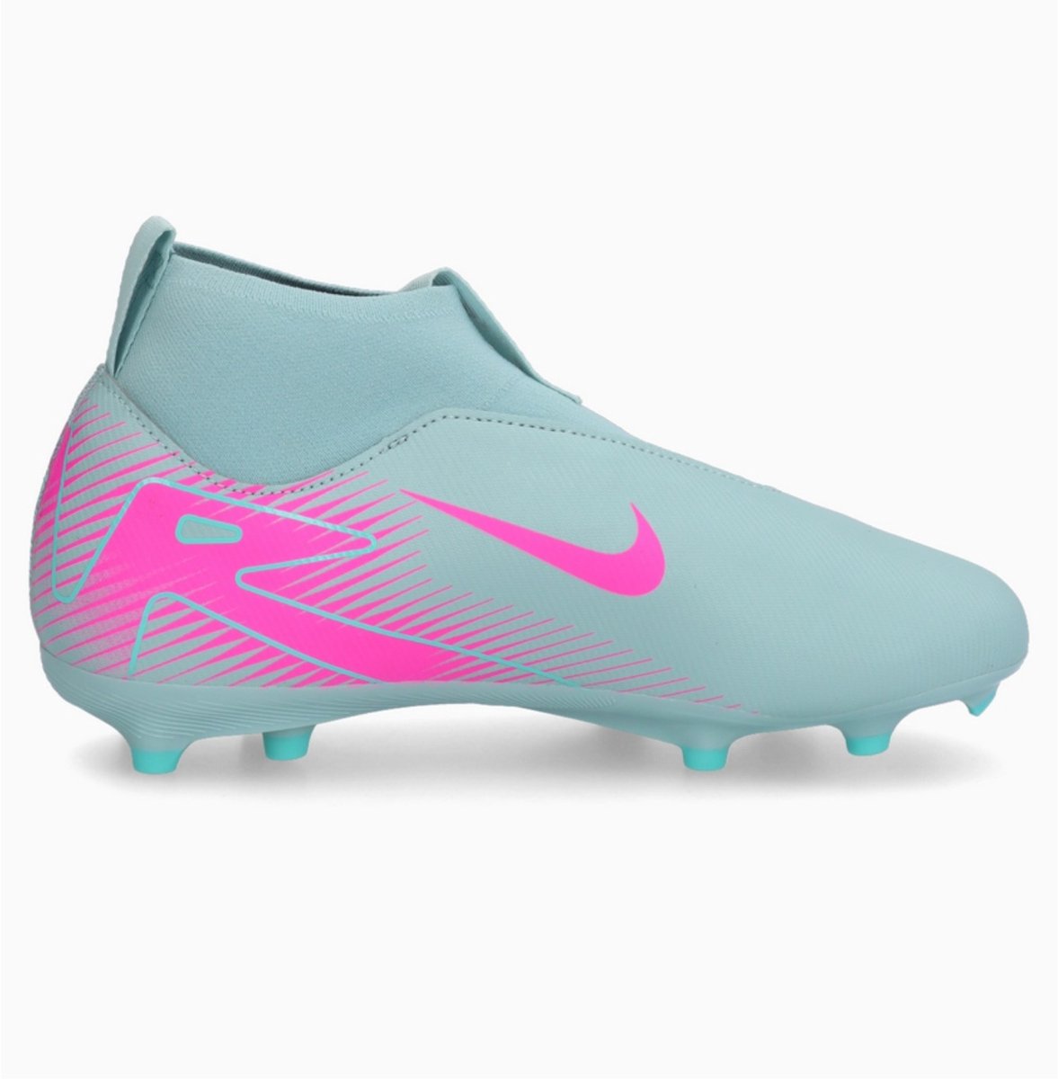 Nike Mercurial Superfly 10 Academy Junior voetbalschoenen, maat 36.5, laceless, lichtblauw met roze details. Doos zonder d...