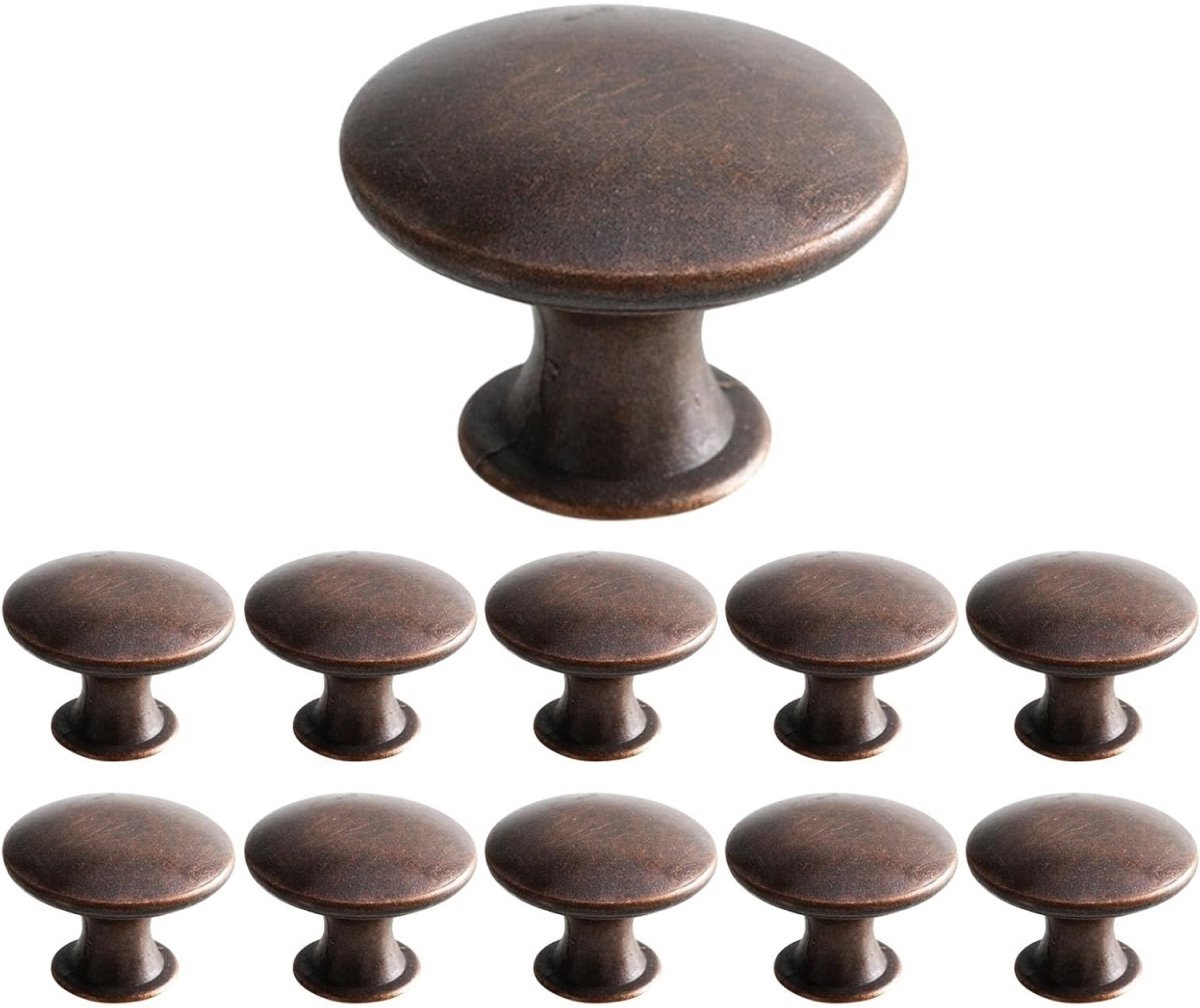 EXCITAT Kastgrepen - Kastknop - Meubelknop - Kastdeurgrepen - Meubelaccessoires - Deurknopjes - Deurknoppen voor kasten - Meubelbeslag - Meubelknoppen - geschikt voor dressoirs, kasten, badkamers - 10 stuks - 30 mm diameter - Antiek brons