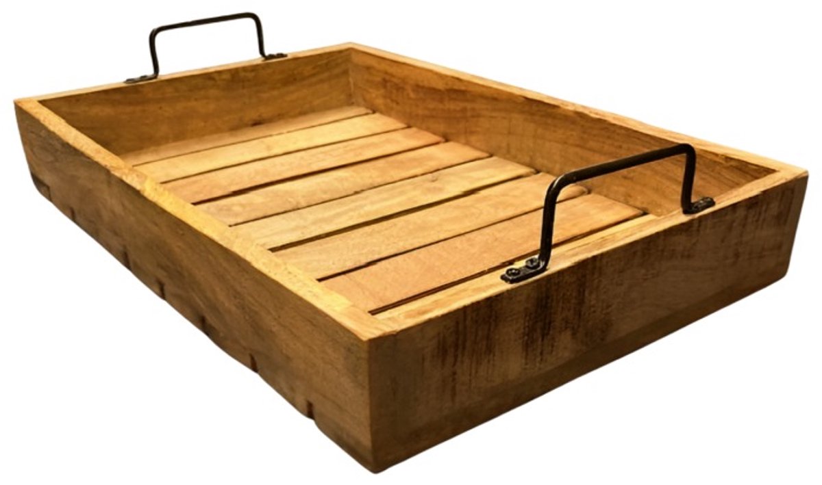 Dienblad Vierkant Mangohout 45 cm Dienbladvierkant met Handvatten - Dienbladen - Tray