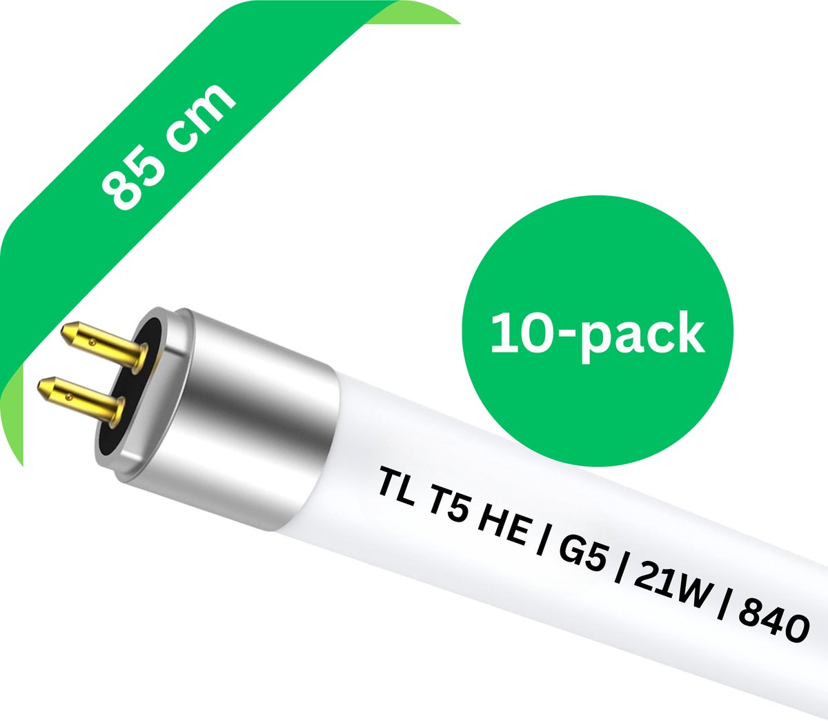 10x T5 TL lamp 85 cm – 21W – G5 fitting – Ø 1.6 cm – 865 Koel Wit 6500K – Voordeelverpakking