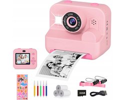 Kids Print Camera - Instant Printer - Fotoprinter camera - Multifunctionele digitale kindercamera - 1080P - 16x digitale zoom - Selfiemodus - 32 GB - Ideaal cadeau voor kinderen