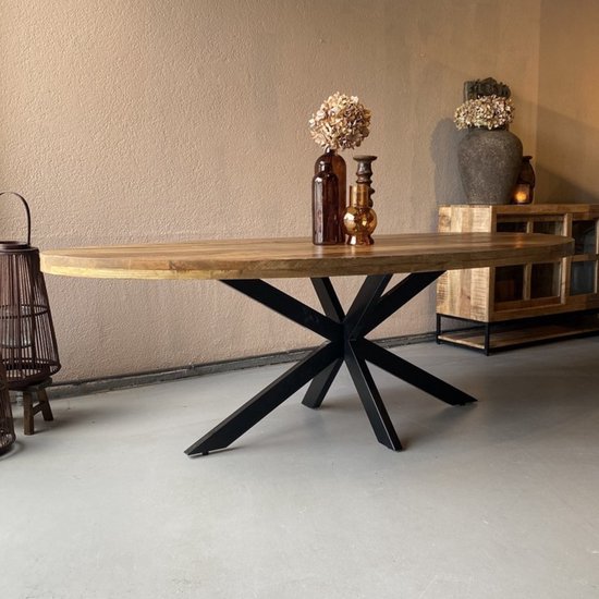 Sfeerwonen Enzo Table ovale avec pied araignée - 180 cm - bois de manguier