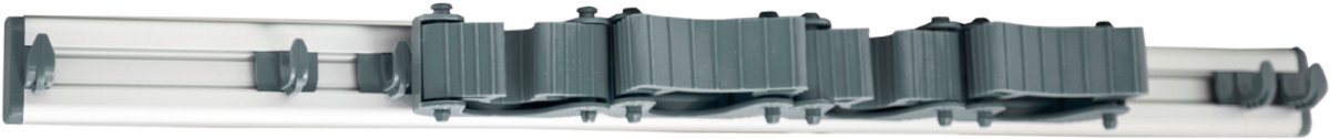 St. Helens Home & Garden Muurhouder met 4 Klemmen en 6 Haken – Voor Moppen, Bezemstelen en Keukengerei - Ophangrails - 41 CM