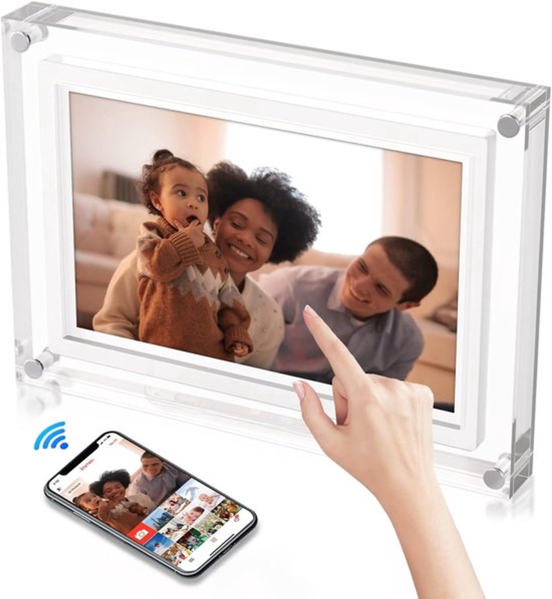 Digitale Fotolijst met Wifi, XL IPS Scherm, Acryl Frame en - Digitale - €66,50