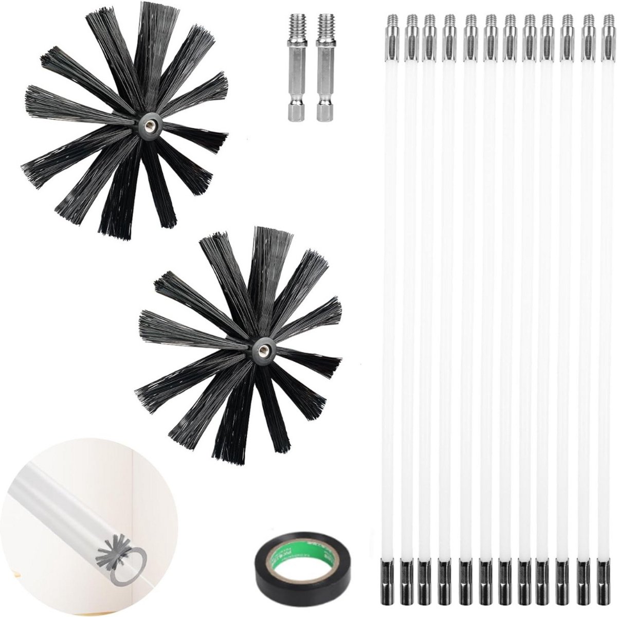Schoorsteenveegset - Schoorsteenveger - Schoorsteenborstel 150mm