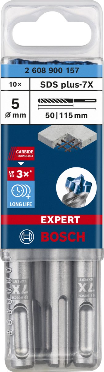 Bosch EXPERT SDS plus-7X hamerboor 5 x 50 x 115 mm, 10 stuks