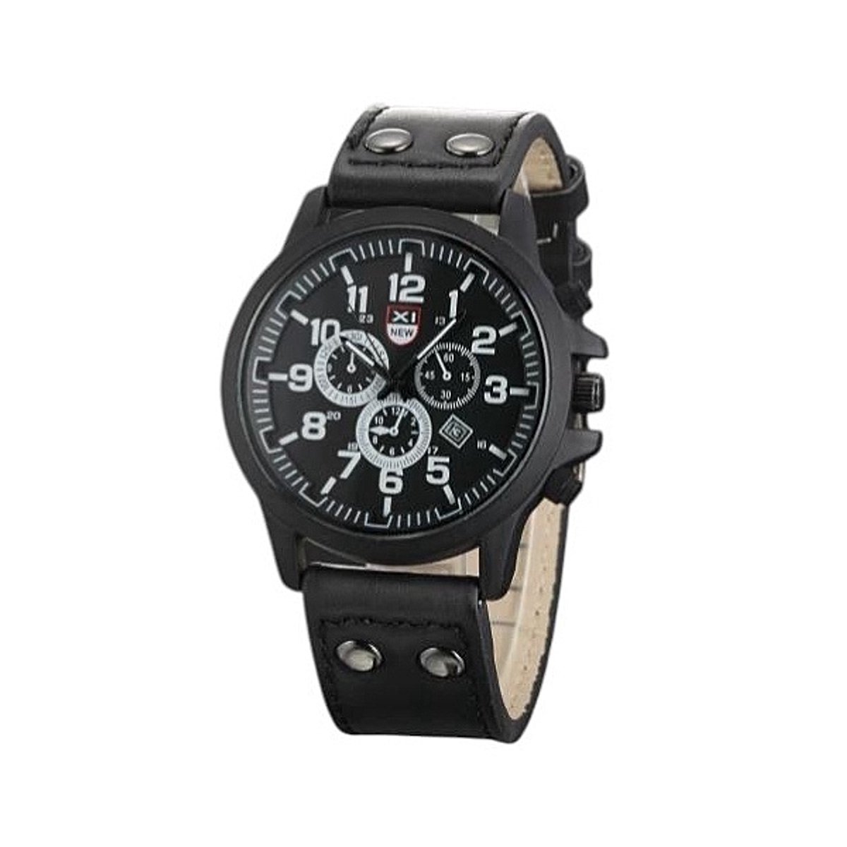 XI New Horloge - Zwart | Ø 40 mm | Kunstleder | Herenhorloge | Fashion Favorite