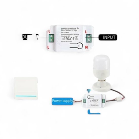 Smart Switch | WiFi Schakelaar | 10Amp /2200W | RF Mhz | Inbouw & Opbouw | Bediening met uw Smartphone | Stembediening | Geschikt voor bijna alle platformen