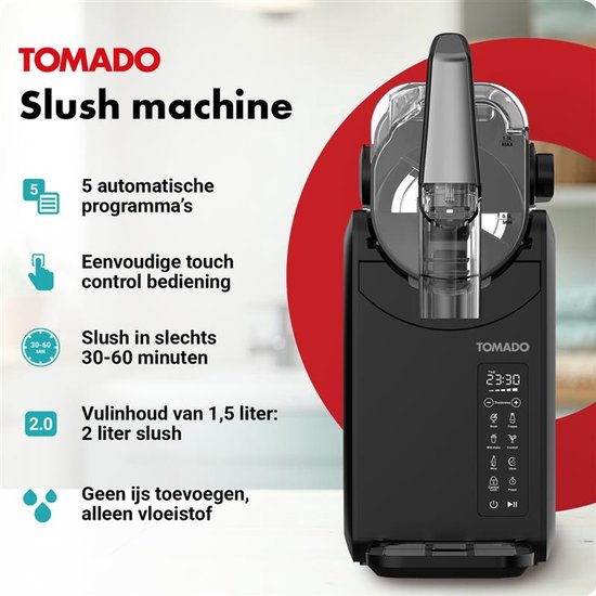 Tomado TSM2002B - Slushmachine - Slushpuppy maker - 5 in 1 Slush - Slush Puppy - 2 liter slush - Tot 12 uur bevroren drankjes - Touchcontrol bediening - Zwart van Tomado — afbeelding 3