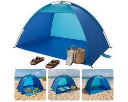 Cheqo® Strandtent UV Bescherming - Strand Tent - Blauwe Tent voor Strand - Polyester & Fiberglas - Opvouwbaar