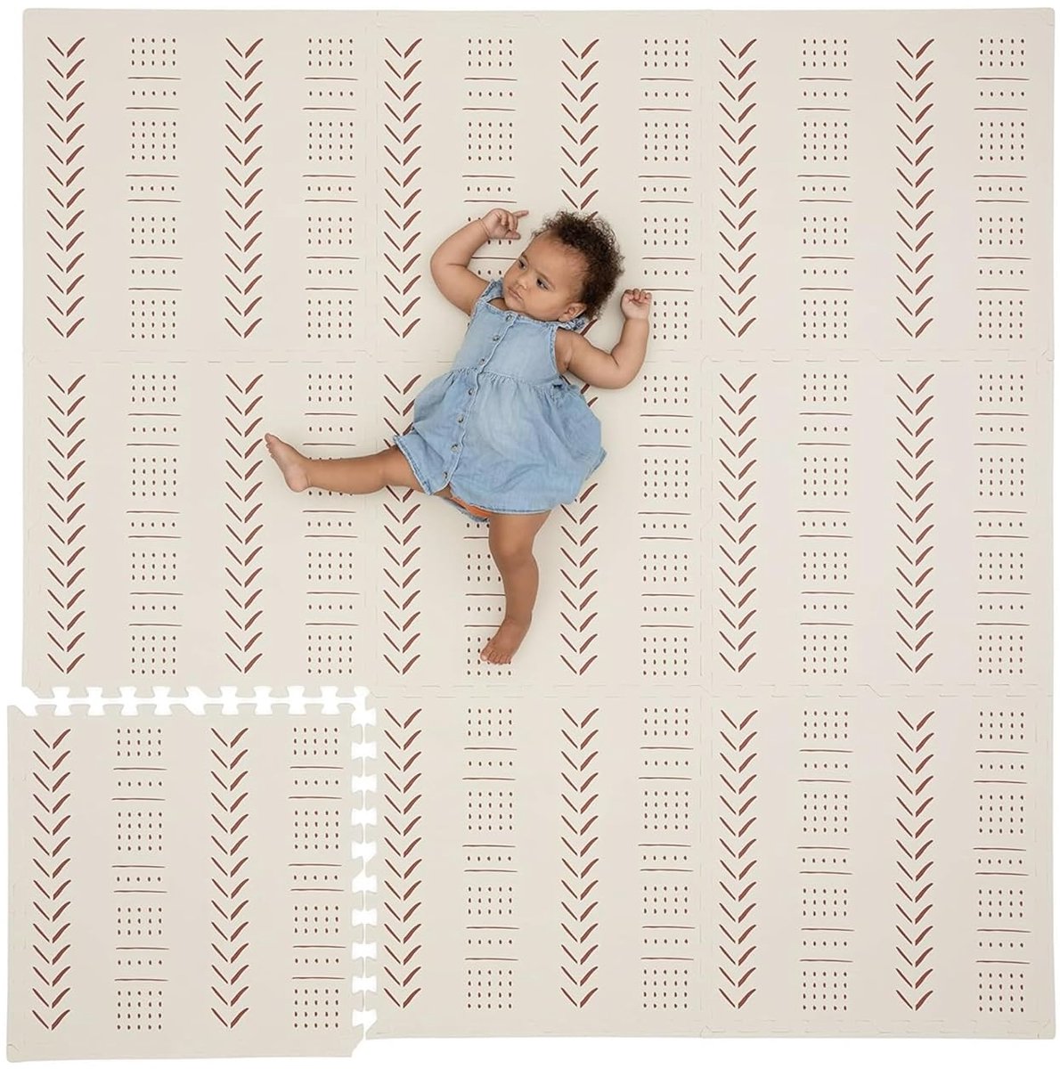 Childlike Behaviour Schuim Baby Speelmat - 9-delig, Antislip, Zacht & Waterdicht Kruipmat - Beige, 180x180 cm