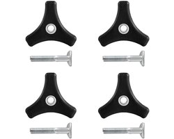 4 stuks universele kunststof grasmaaier handvat knoppen, moeren en bouten - Vleugelmoer en drievoudige hoek maaier handvat bouten - Grasmaaier onderdelen en accessoires