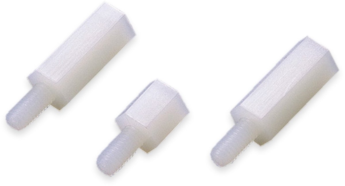KSS afstandsbussen, naturkleurig, polyamide, 7,0 mm, 6 mm, M4x0,7, 19 mm