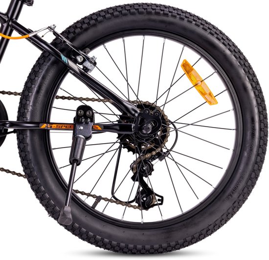 Tiger Bike Kinderfiets voor jongens van 6 tot 10 jaar, 20 inch Zwart-Turkoois-Grijs-Oranje, wielmaat te kiezen uit 6 versnellingen Shimano