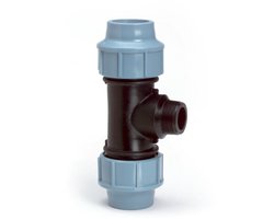Unidelta T-stuk 90° PP 25 mm x 3/4" x 25 mm knel x buitendraad x knel 16bar zwart/blauw DVGW/KIWA/WRAS