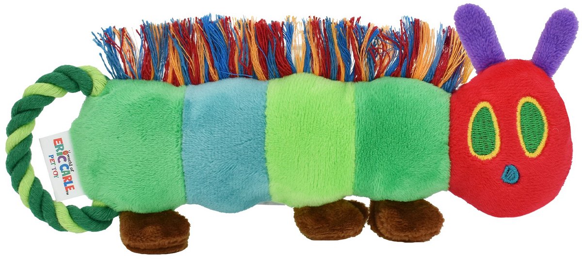 Eric carle pluche rupsje nooit genoeg met trek flostouw 23 cm