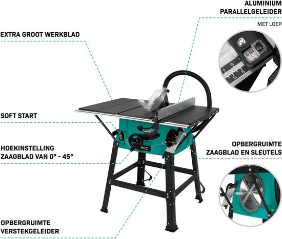 VONROC Zaagtafel 2000W - Groot werkblad - Voor planken en panelen