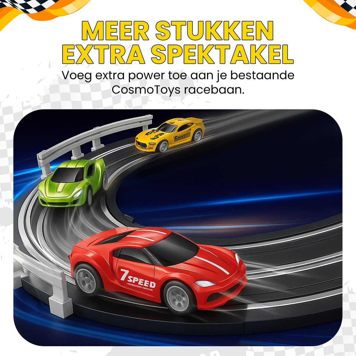 CosmoToys Uitbreidingsset 12 Stuks - Elektrische Racebaan - Auto Speelgoed - voor Kinderen - Autobaan Speelgoed - Kinderspeelgoed - Uitbreidingsset — afbeelding 3
